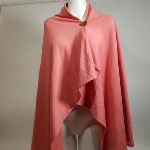 Bobeau Long Sleeve Single Button Close Sweater Medium Pink Peach Wrap Cardigan H